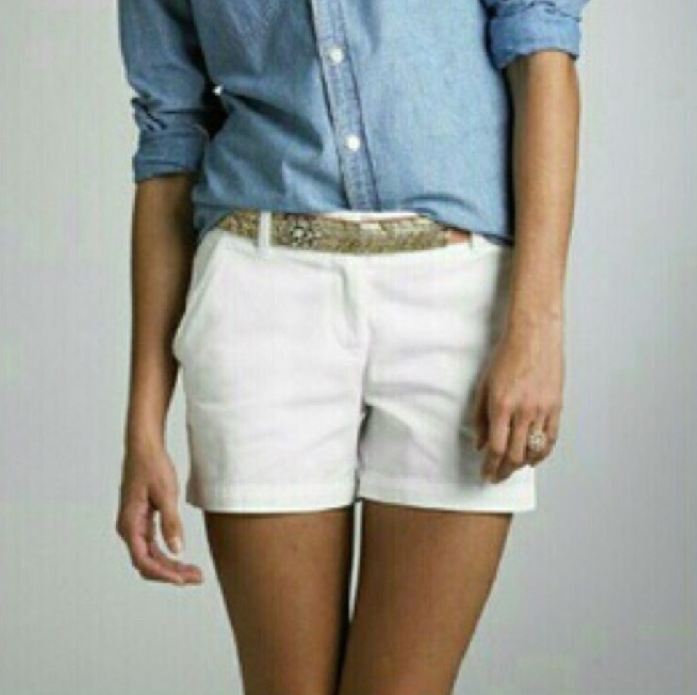 J. Crew Classic Twill Chino White Cotton Shorts